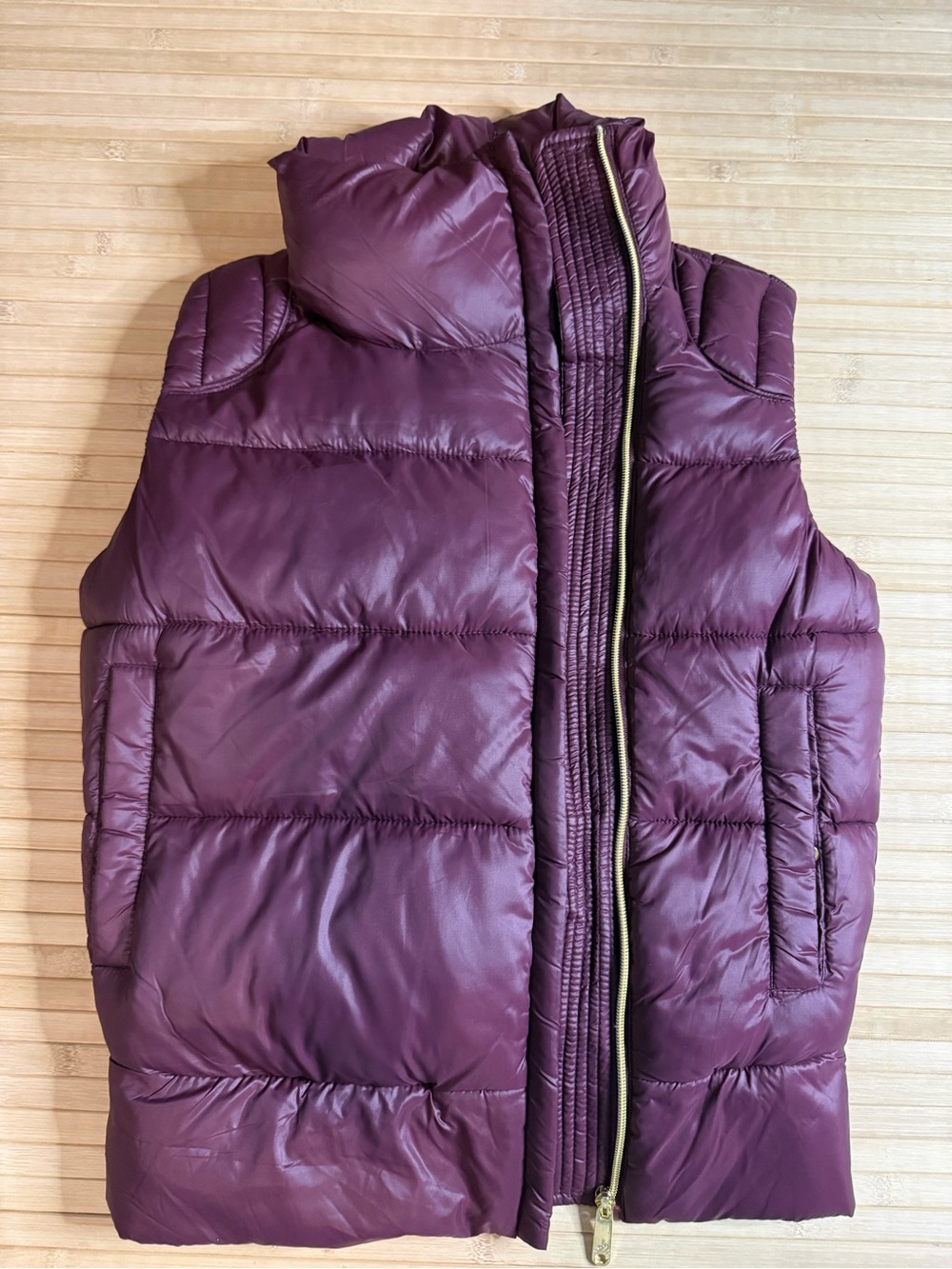 Sam Edelman Asymmetrical Zip Quilted Puffer Vest - Maroon / Burgundy - Size XS